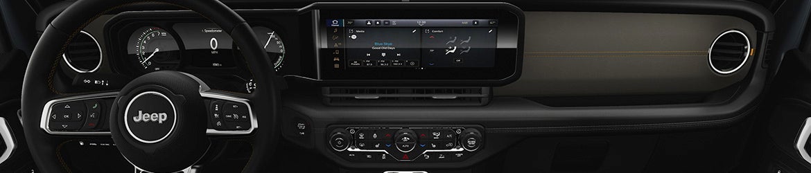 An image of the Jeep Wrangler front dashboard