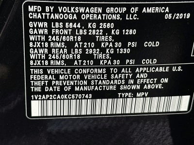 2019 Volkswagen Atlas 2.0T S