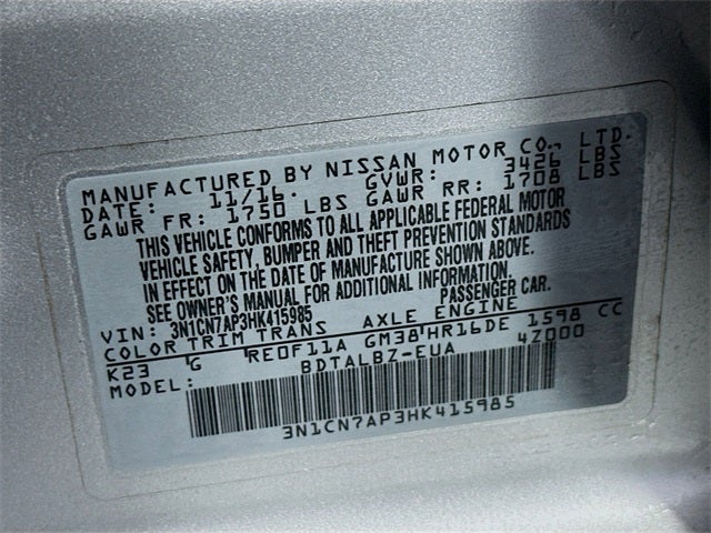 2017 Nissan Versa 1.6 SV