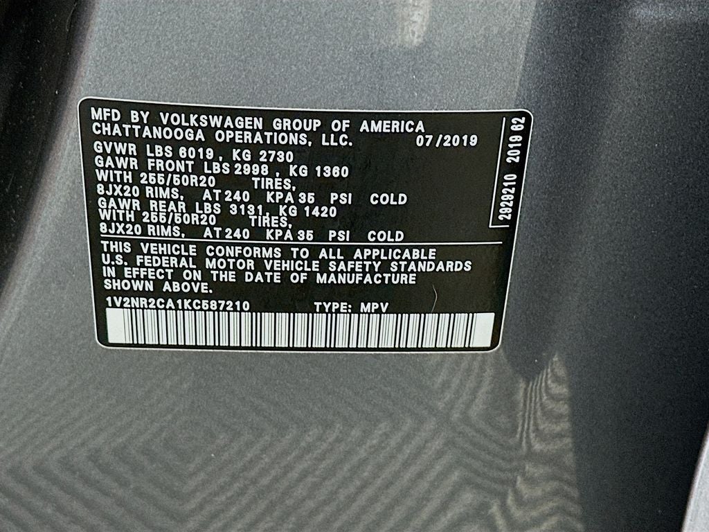 2019 Volkswagen Atlas 3.6L V6 SEL Premium