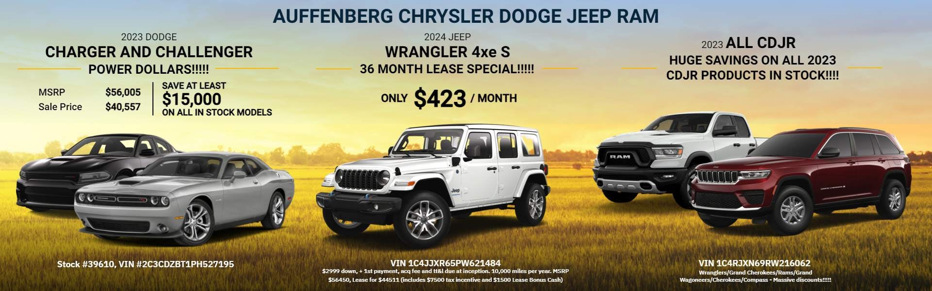 2023 Dodge Charger and Challenger | 2024 Jeep Wrangler 4xe S